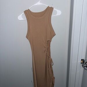 Elegant Tan Sleeveless Dress